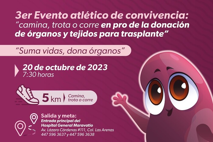 SSM anuncia tercera carrera atlética por la donación de órganos en Maravatío