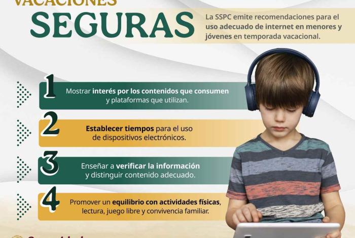 SSPC emite recomendaciones para el uso adecuado de internet en menores y jóvenes en temporada vacacional