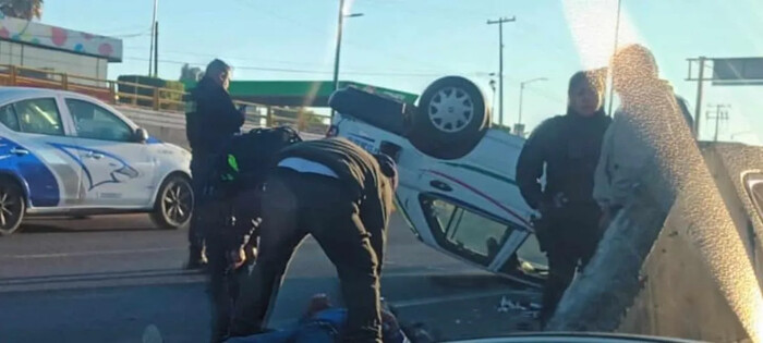 Taxista sufre fuerte accidente en el libramiento norte de Morelia