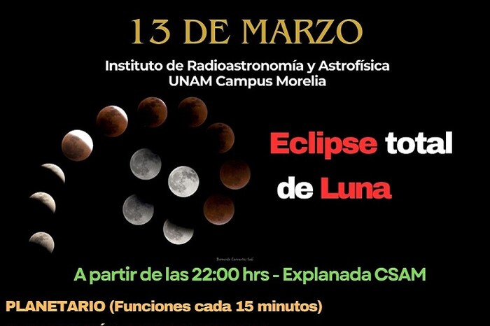 Telescopios, planetario, talleres y más este 13 de marzo durante el eclipse total