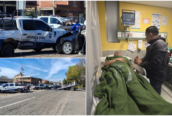 Titular de SSP visita a elementos de Guardia Civil lesionados en choque sobre la Morelia-Pátzcuaro