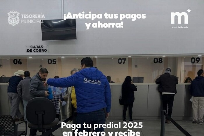 Todo febrero, aprovecha el 5% de descuento en tu predial Morelia