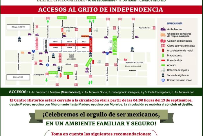 Todo listo para el Grito de Independencia: consulta cierres viales y accesos peatonales