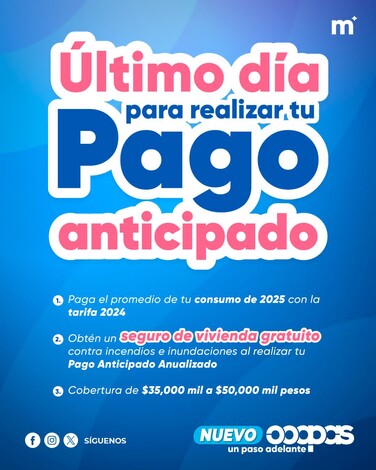 Último día para realizar el Pago Anticipado del OOAPAS