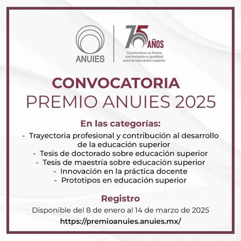 UMSNH invita a la comunidad académica nicolaita a participar en la convocatoria del Premio ANUIES 2025