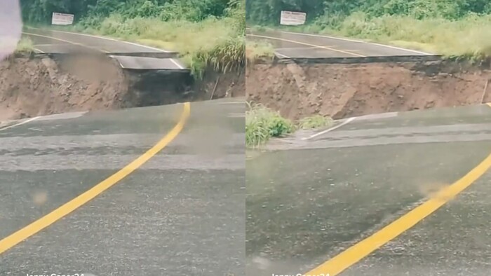 #Video | Carretera destruida tras deslave provocado por el huracán John en Acapulco