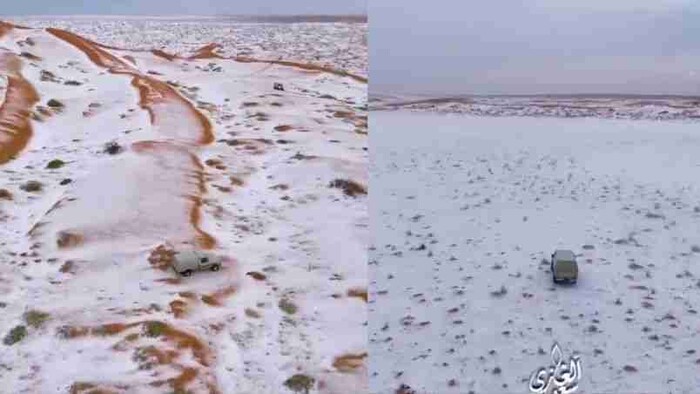 #Video: El insólito paisaje blanco en el desierto de Arabia Saudita