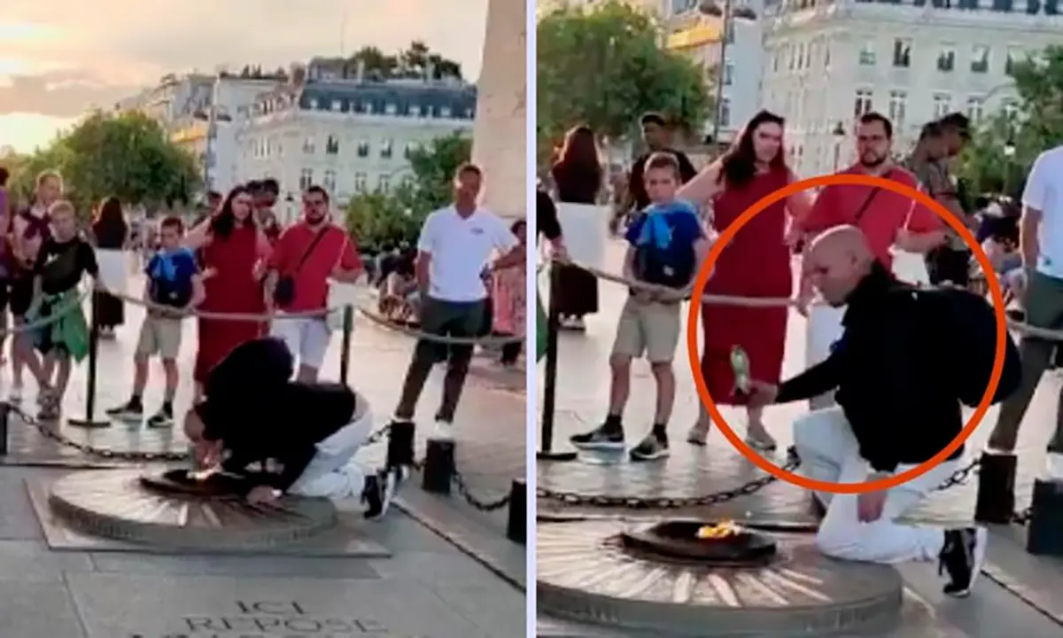 #Video: Encendió un cigarro con la Llama Eterna y desató la indignación en Francia