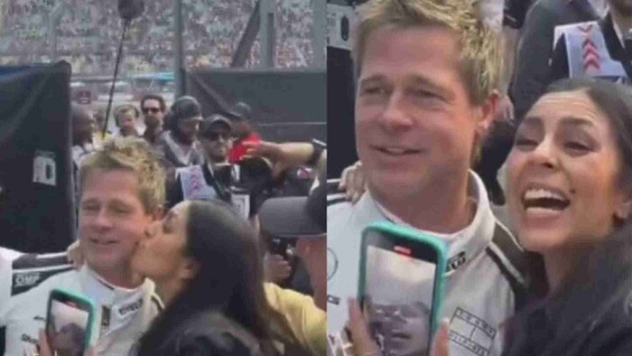 Video: Fan besa a Brad Pitt en el Gran Premio de México 