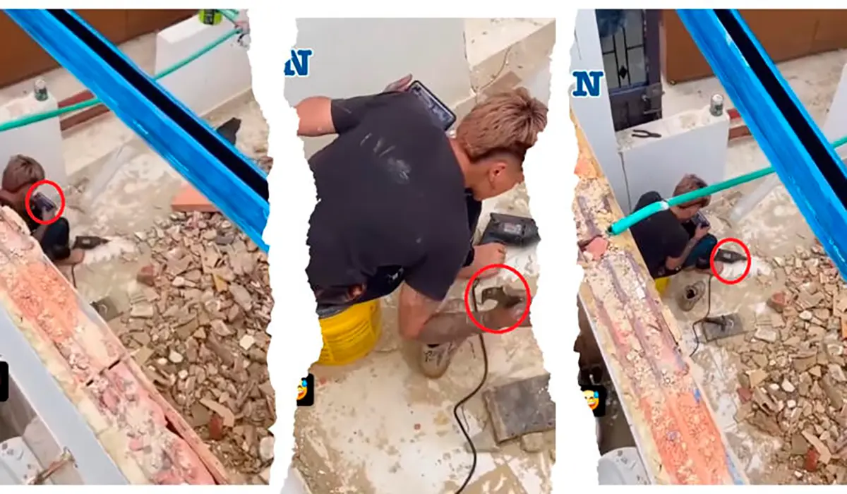 #Video No quería ‘jalar’ y se escondió para jugar juegos al otro lado de la obra
