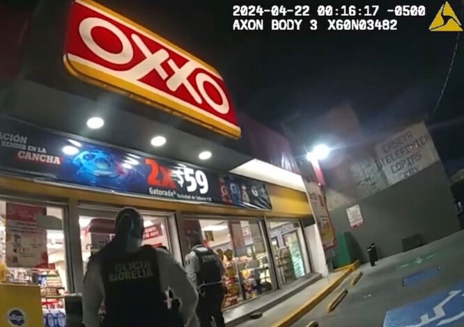 #Video | Policía Morelia frustra robo con violencia en un Oxxo de la ciudad