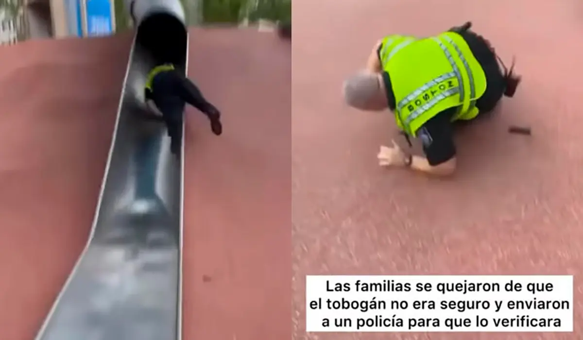 #Video: Policía prueba juego infantil y confirma denuncias de riesgo en parque público