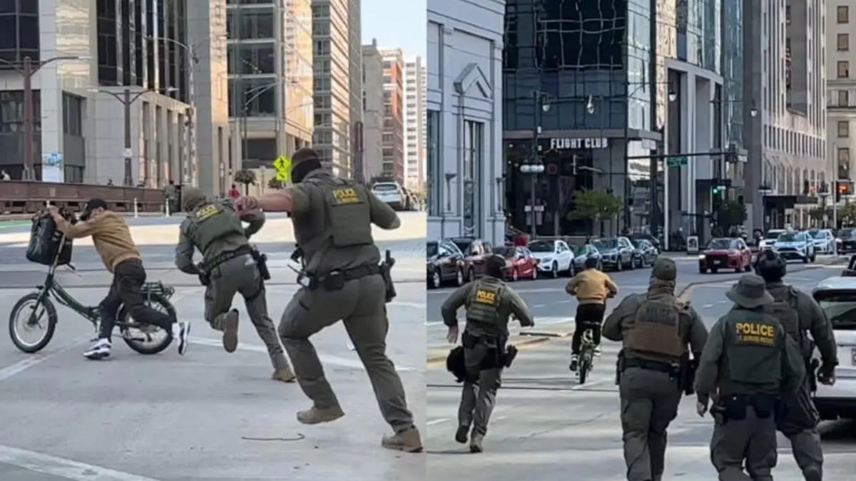 #Video: Repartidor logra escapar en bicicleta de agentes del ICE en Chicago