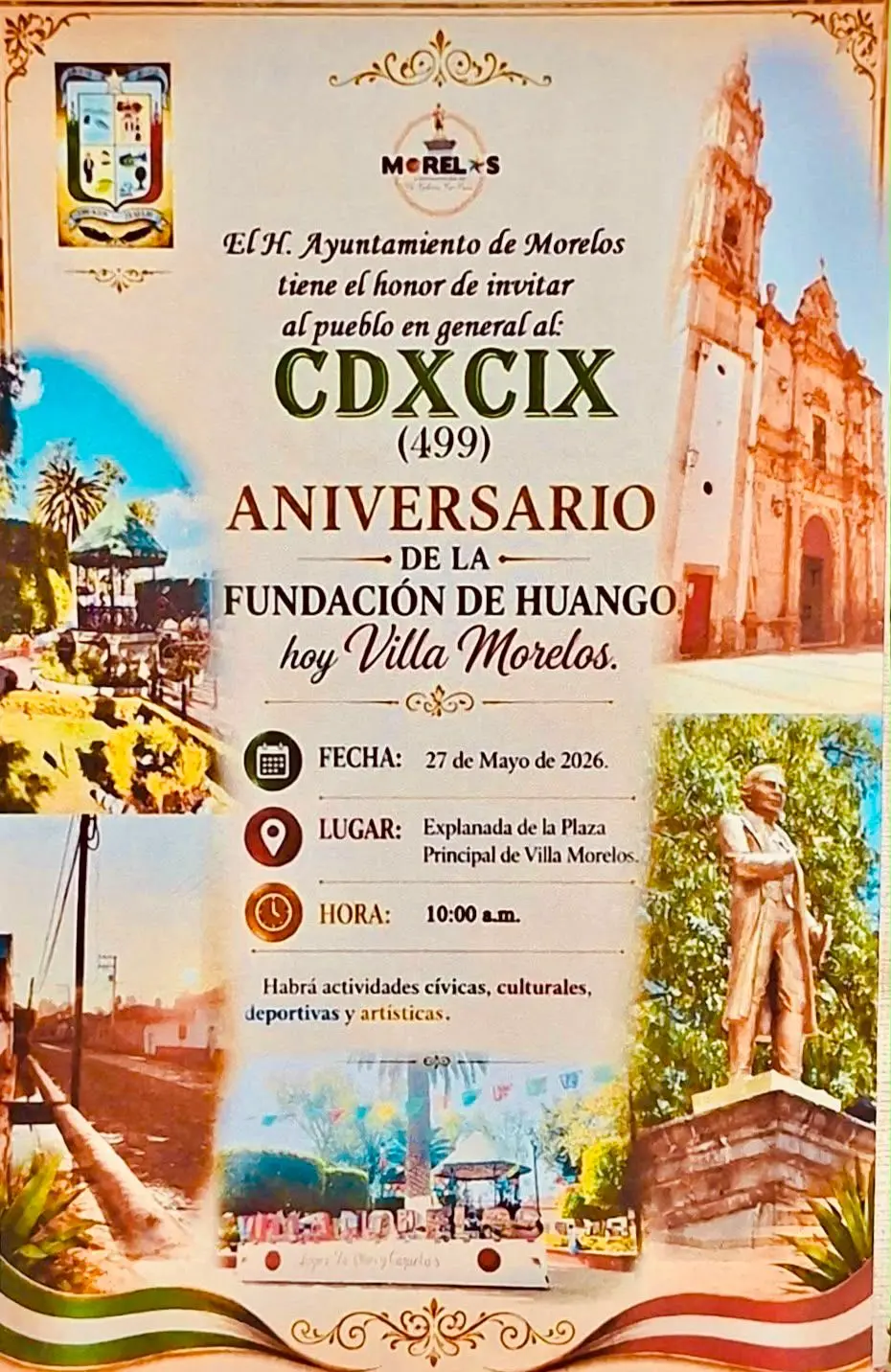 Villa Morelos se alista para celebrar 499 años de historia, tradición y orgullo: Julio César Conejo Alejos, invita a ser parte de la celebración