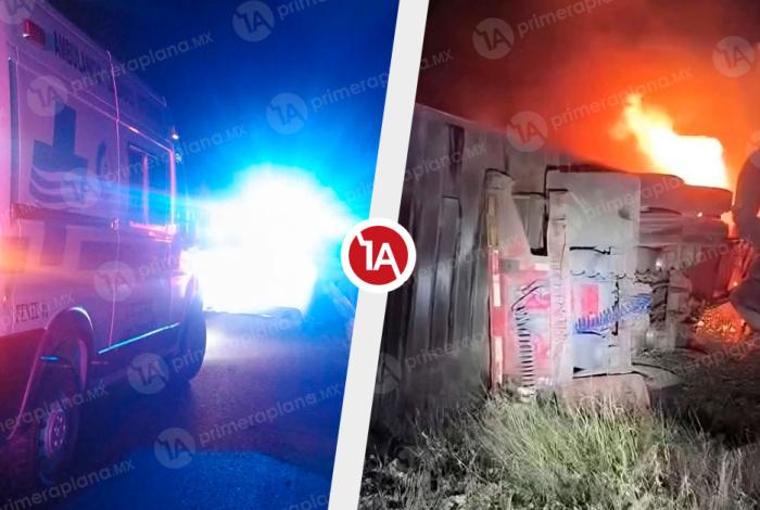 Volcadura e incendio de tractocamión deja un mu3rt0 en la Siglo XXI