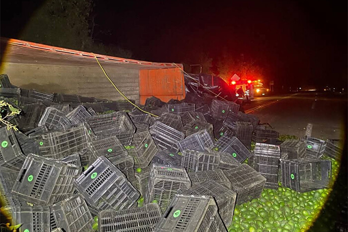 Vuelca camión aguacatero en la Zitácuaro - Lengua de Vaca