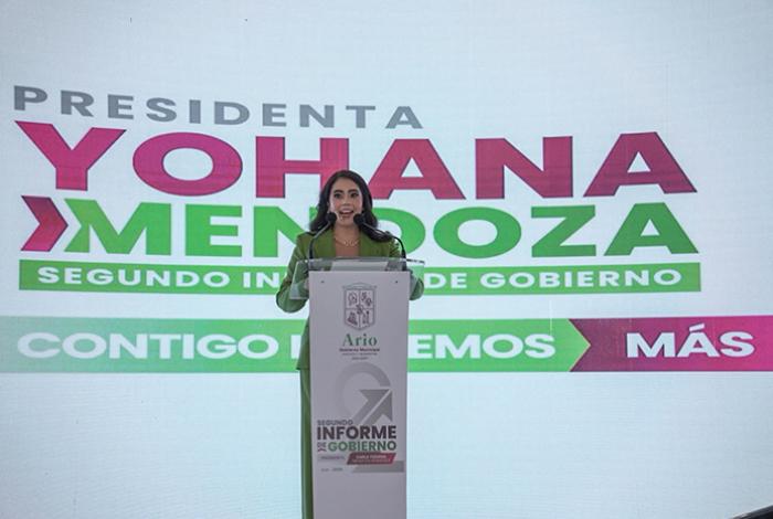 Yohana Mendoza rinde su Segundo Informe de Gobierno en Ario; resalta más de 100 obras y acciones en un año