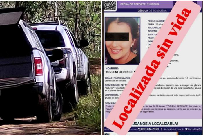 Yorleni Berenice, reportada desaparecida en Tocumbo, es hallada sin vida en Tangamandapio