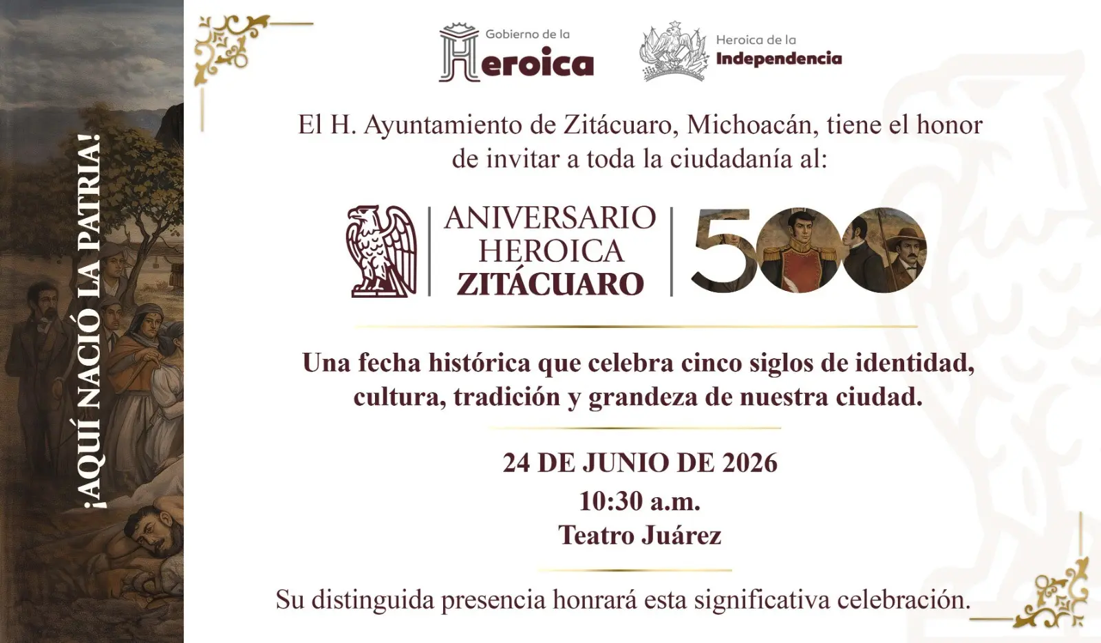 Zitácuaro celebrará este 24 de junio 500 años de historia, identidad y grandeza